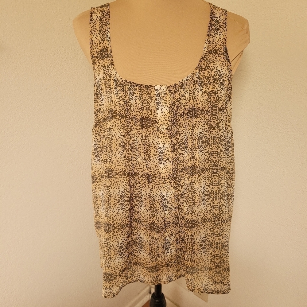 Torrid Tan Sheer Split Back Sleeveless Blouse